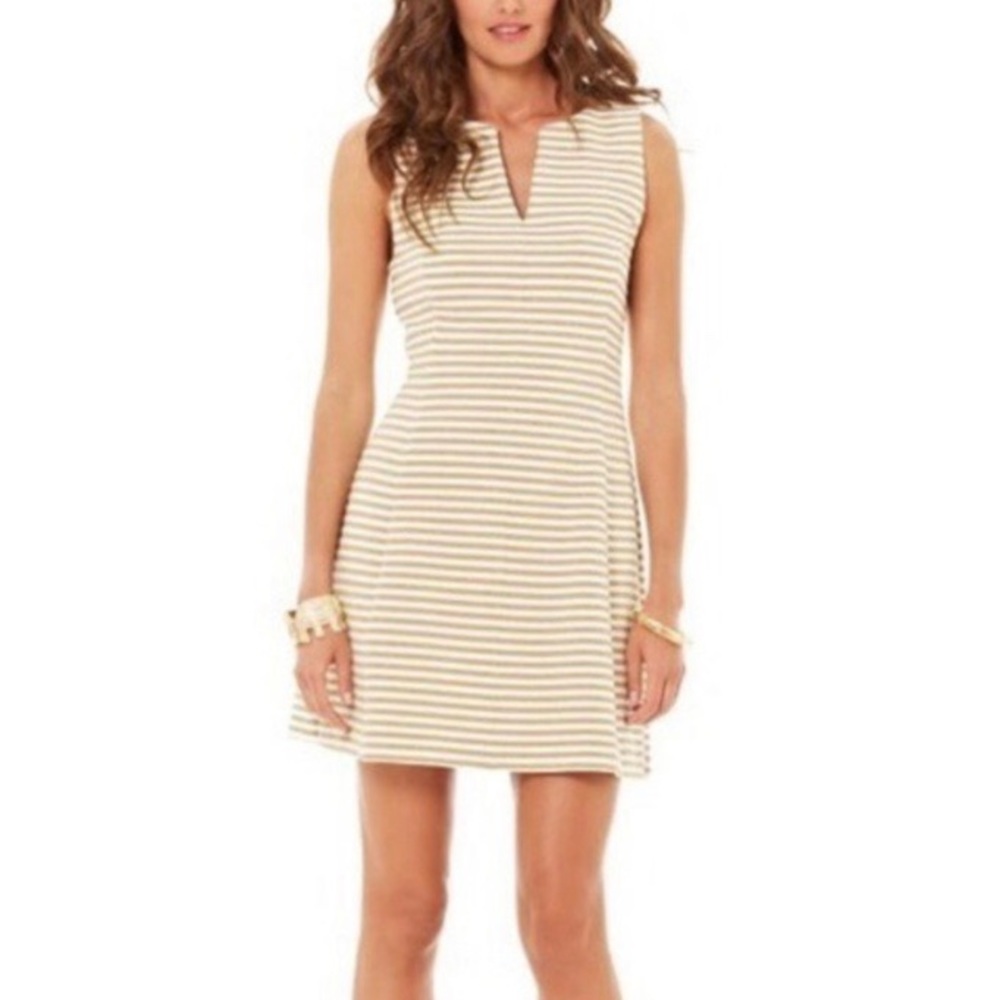 Lilly Pulitzer Brielle Metallic Gold Striped Dress